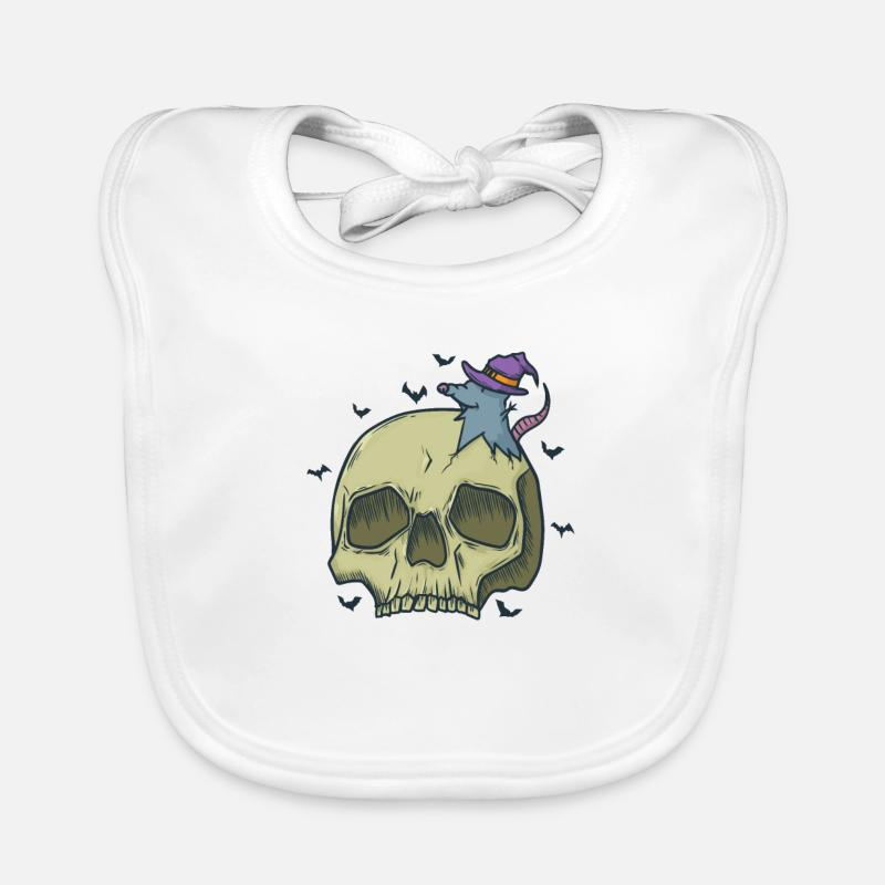 Halloween Bone Skull with Witch Mouse Organic Baby Bibs
