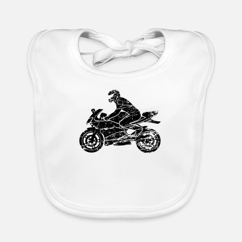 Motorcyclist With Motorcycle Helmet Motorcycle Gift Organic Baby Bibs