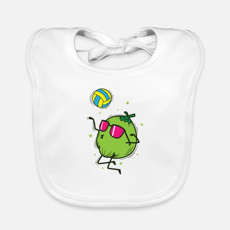 Coconut playing volleyball fruit palm tree Organic Baby Bibs