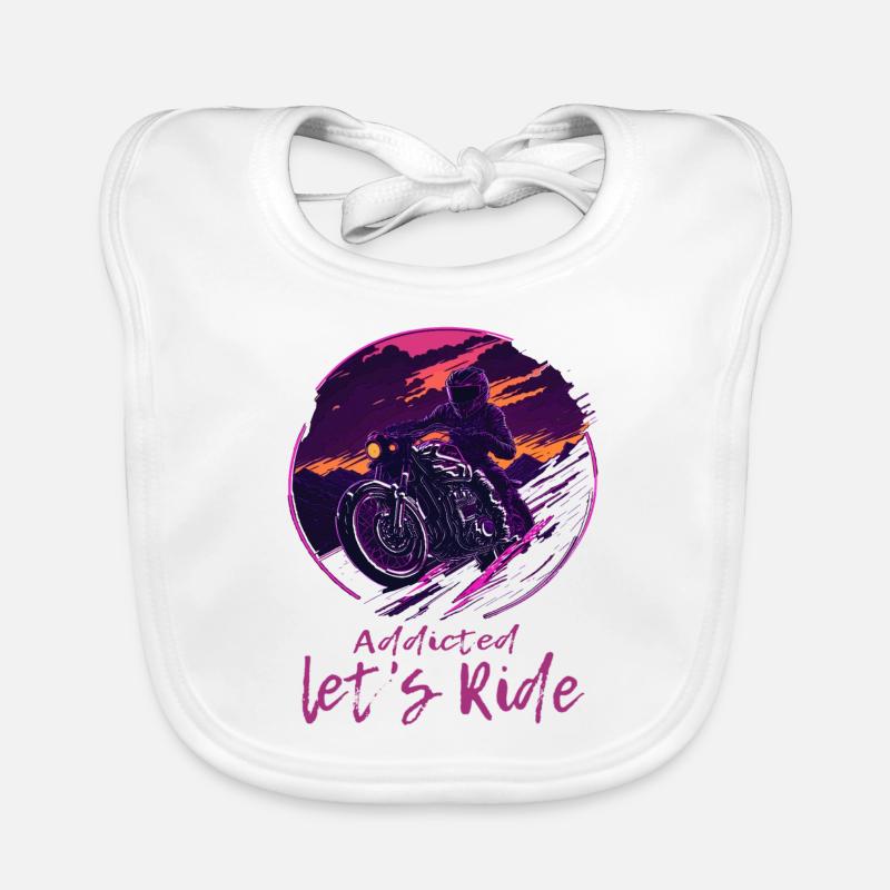 Synthwave Biker Retrowave Sunset Motocycliste Bavoir bio Bébé