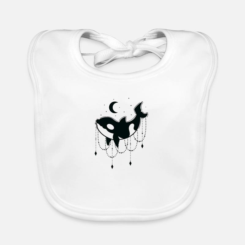 Orca with chains in front of moon Organic Baby Bibs