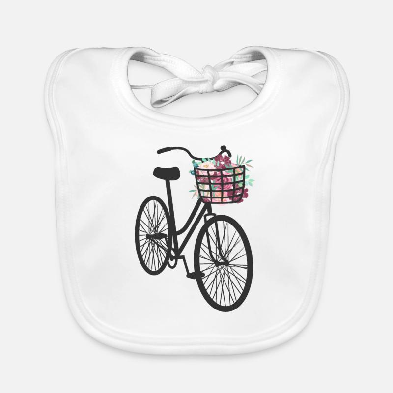 Floral Embellished Bicycle Organic Baby Bibs