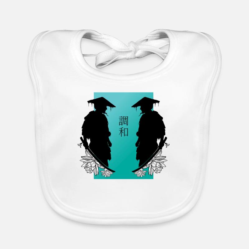Samurai Duel Mirroring Combat Aesthetics Organic Baby Bibs