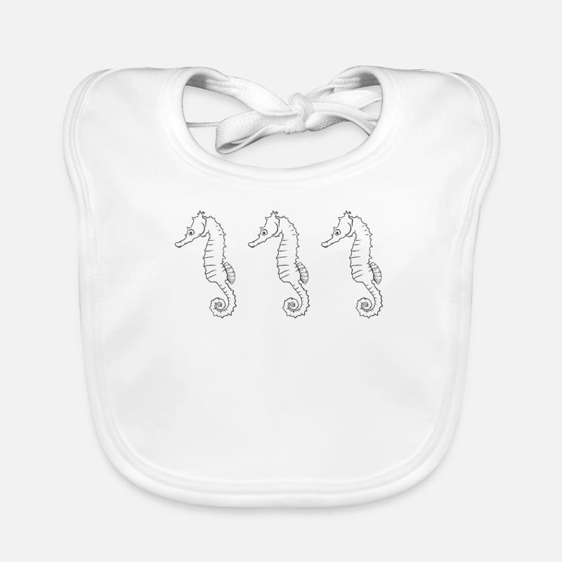 Triade hippocampe mer danse cadeau - Bavoir bio Bébé - blanc