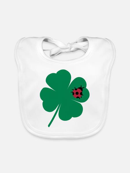 clover leaf - Organic Baby Bibs - white - Front