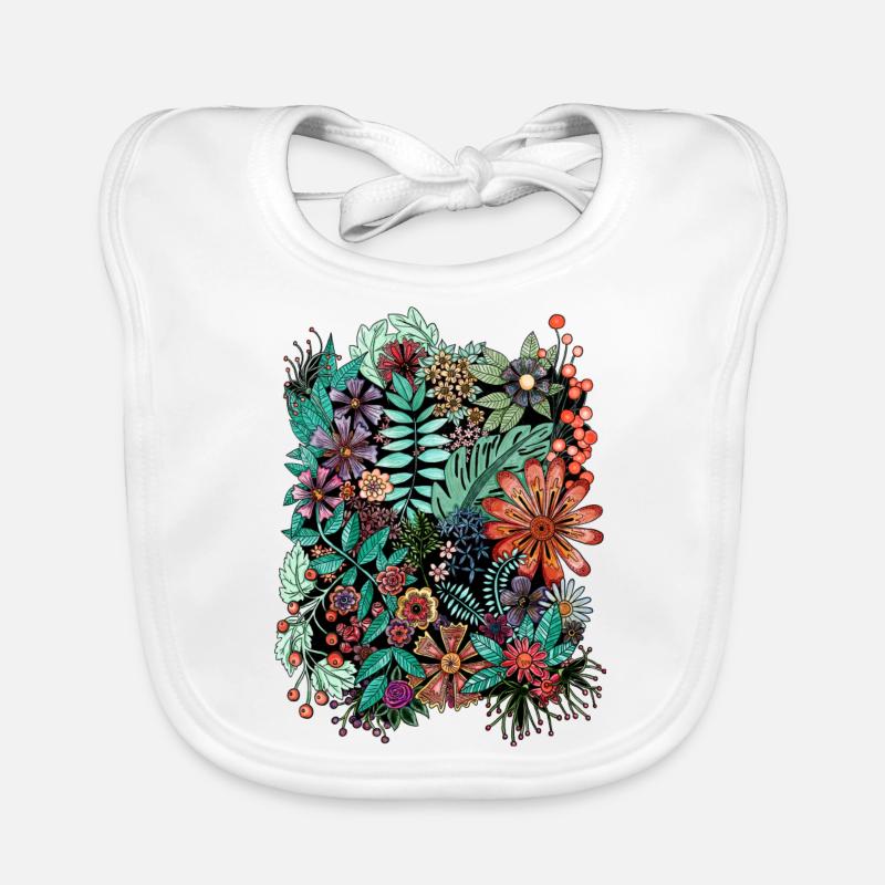 Fleurs et feuilles Bavoir bio Bébé