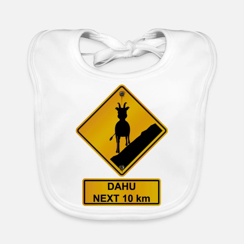 Danger roadsign traversee de dahu 2 - Bavoir bio Bébé - blanc