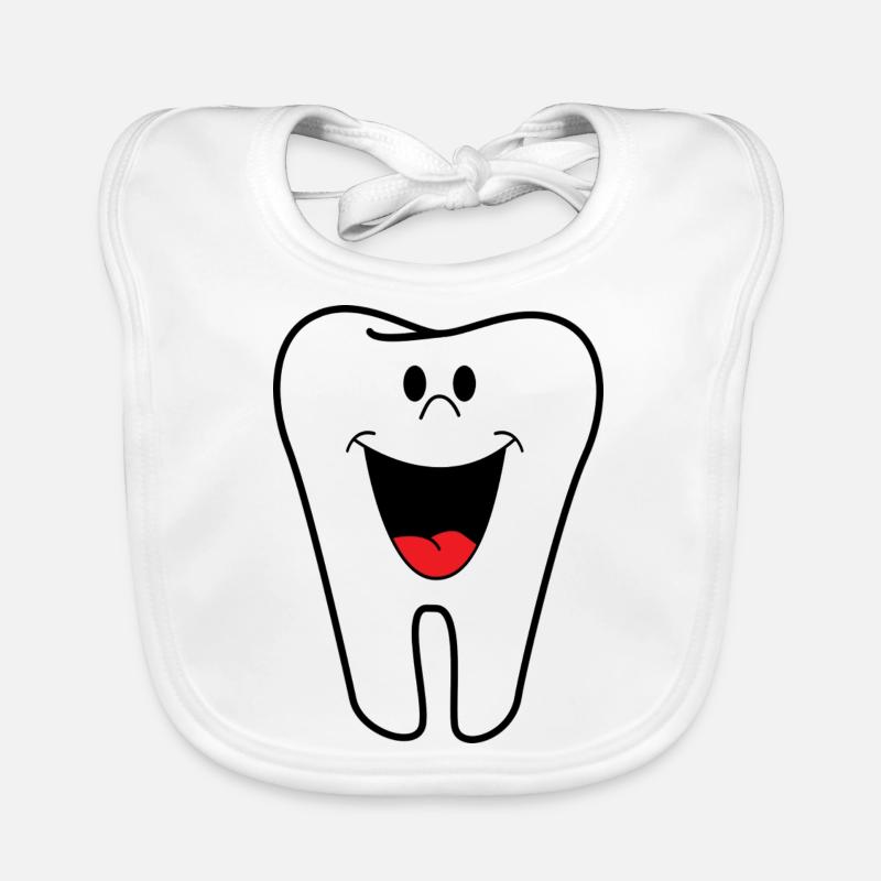 tooth - Organic Baby Bibs - white