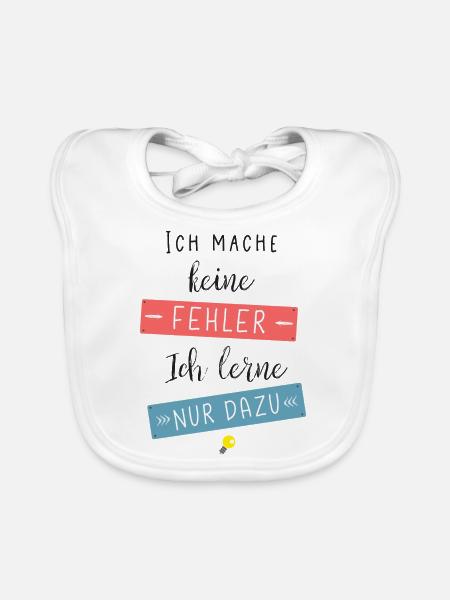Ich mache keine Fehler ich lerne nur dazu - Baby Bio-Lätzchen - Weiß - Vorne