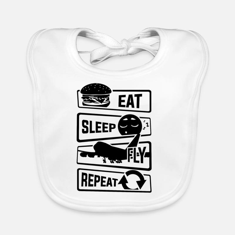 Eat Sleep Fly Repeat - Flugzeug Pilot Flieger Flug Baby Bio-Lätzchen