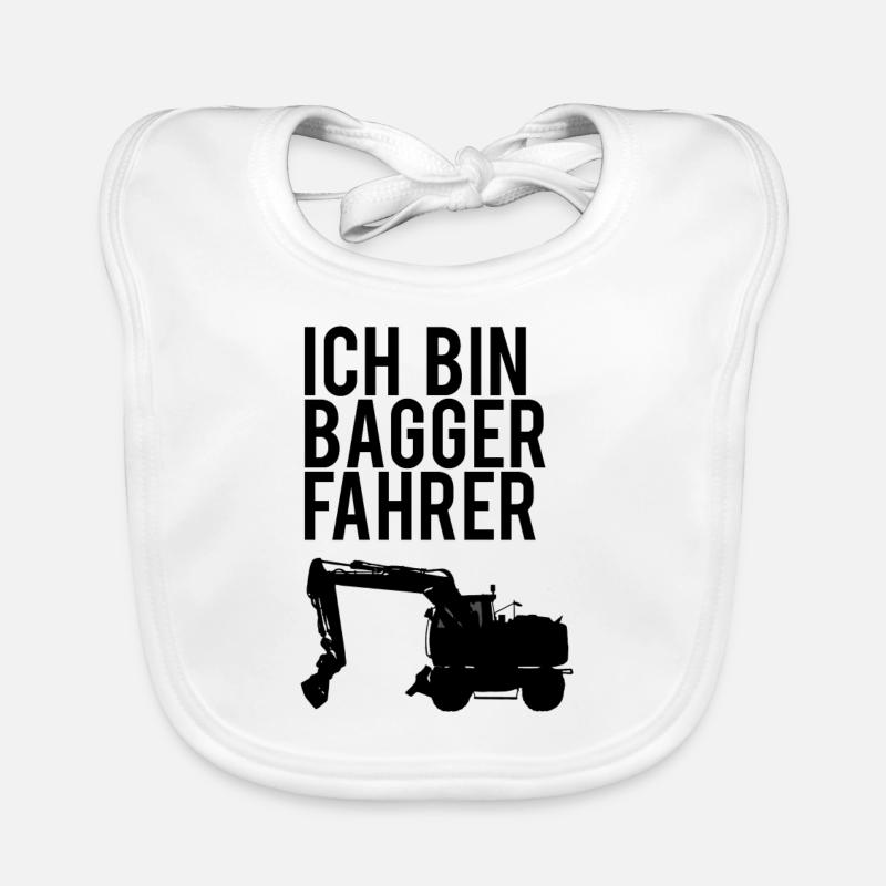Excavator driver tshirt Organic Baby Bibs