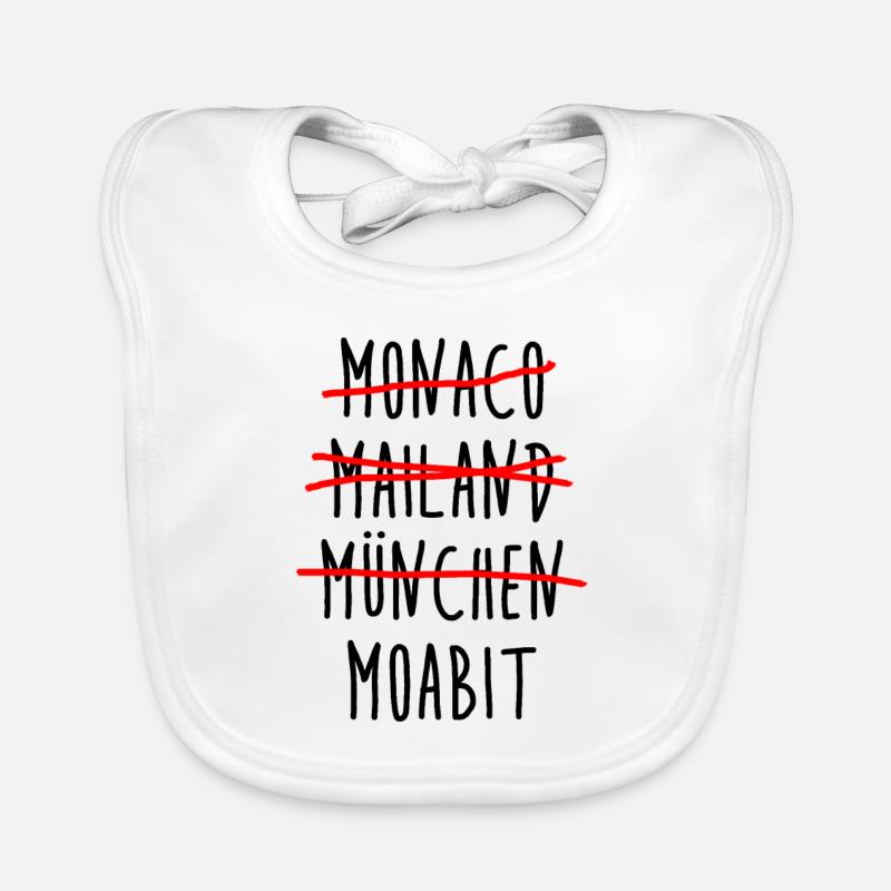 Monaco Mailand München Moabit - Berlin Tiergarten - Baby Bio-Lätzchen - Weiß