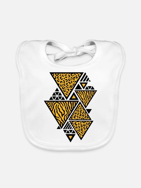 Triangle pattern (Tiger / Leopard) - Organic Baby Bibs - white - Front