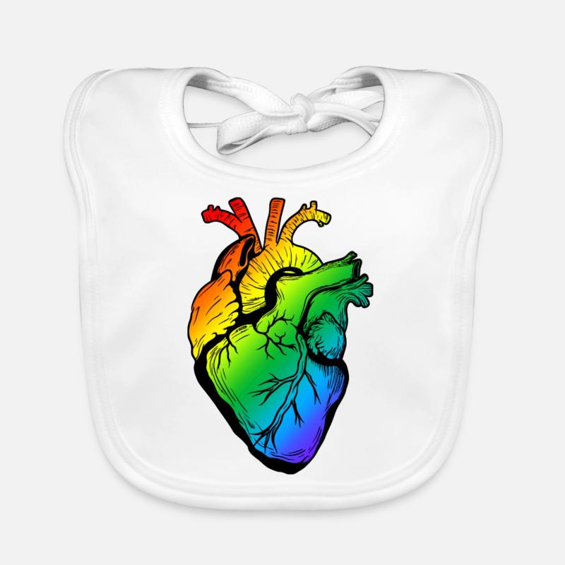 Regenbogen-Herz Baby Bio-Lätzchen