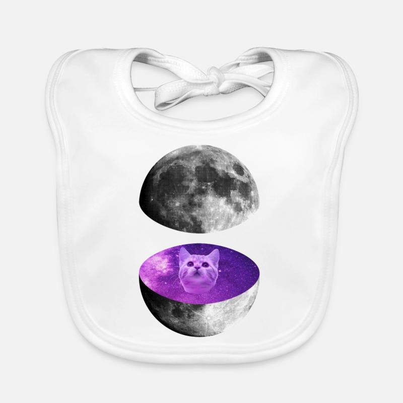 Galaxy Moon Cat - Bavoir bio Bébé - blanc