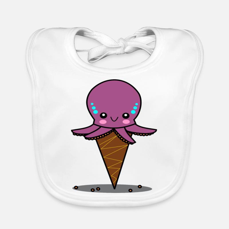 Glace pieuvre - Bavoir bio Bébé - blanc