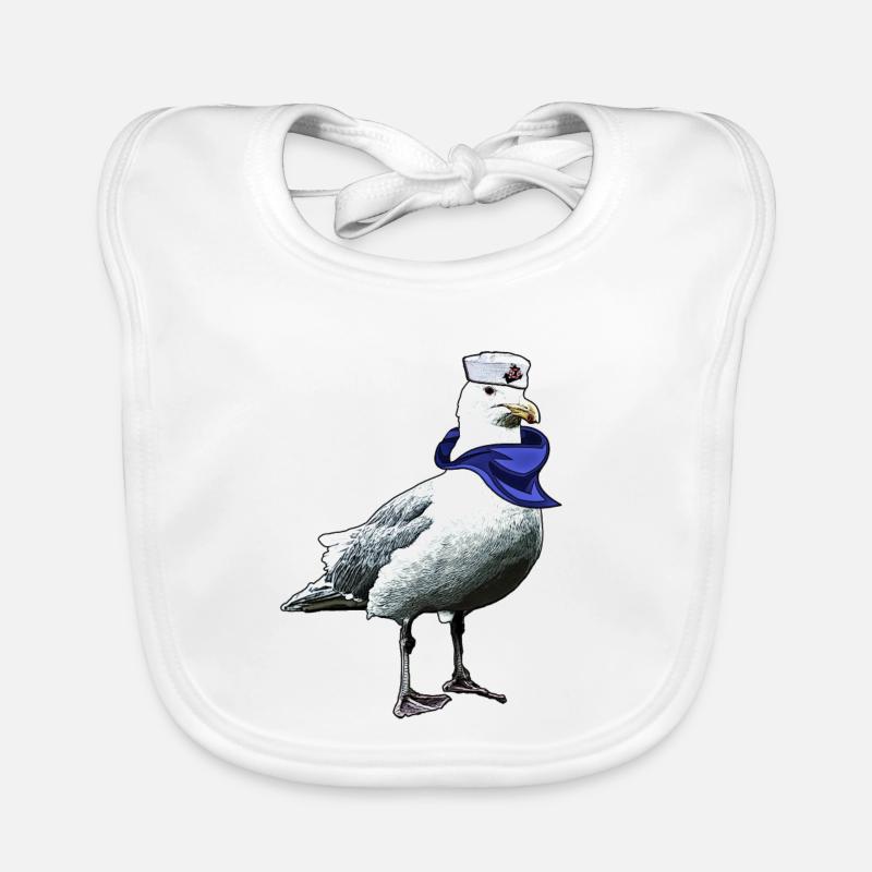 Seefahrer Möwe | Yolo-Artwork - Baby Bio-Lätzchen - Weiß