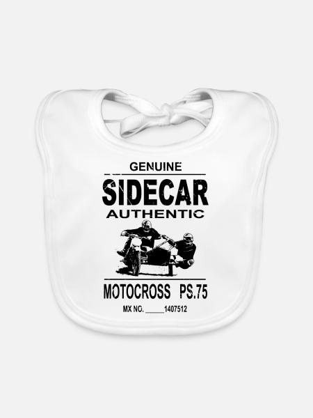 Sidecar Moto Cross - Baby Bio-Lätzchen - Weiß - Vorne