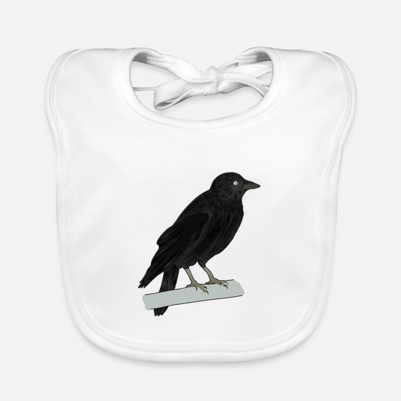 Jackdaw raven bird Organic Baby Bibs