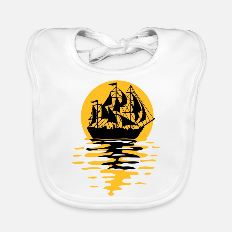 Segelschiff Silhouette Design - Baby Bio-Lätzchen - Weiß