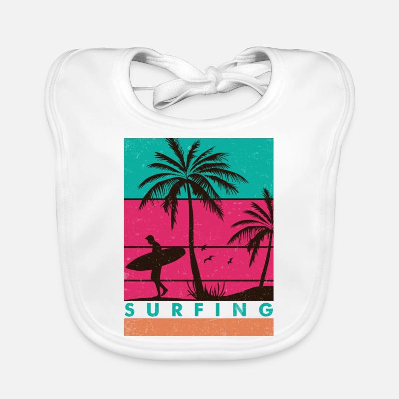 Conception de surf rétro pour les surfeurs et les surfeuses Bavoir bio Bébé