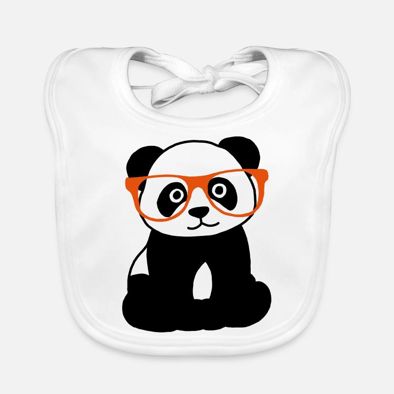 Panda with glasses Organic Baby Bibs