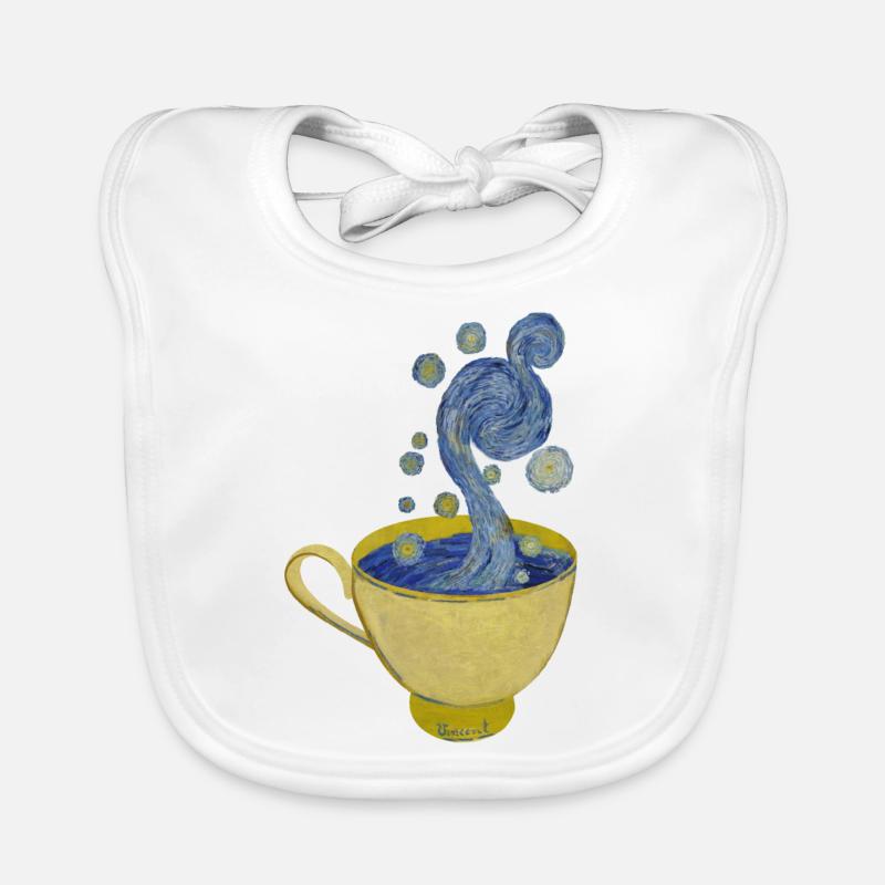 Starry Coffee, Starry Night - Vincent - Baby Bio-Lätzchen - Weiß