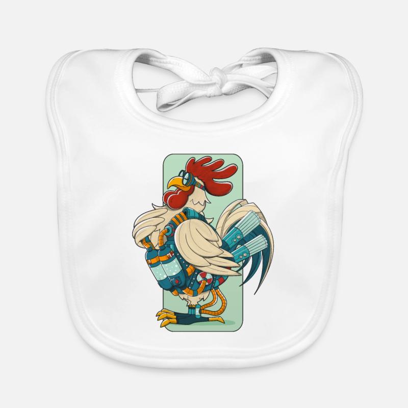 Steampunk-Hahn (Schwarzer Umfang) Baby Bio-Lätzchen