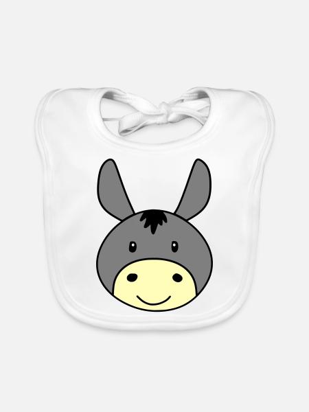 Cute donkey - Organic Baby Bibs - white - Front