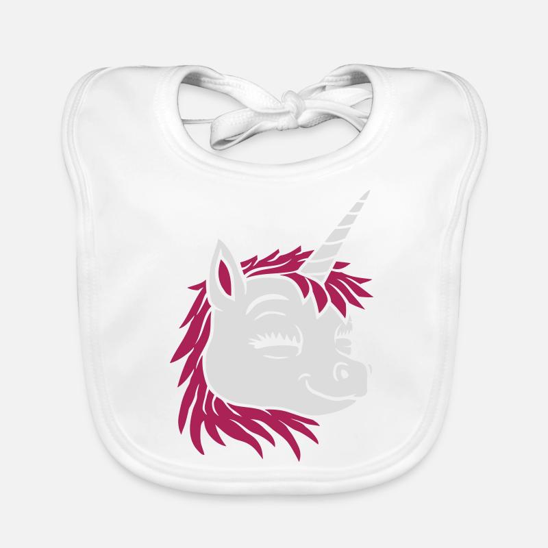 Comic face happy unicorn Organic Baby Bibs