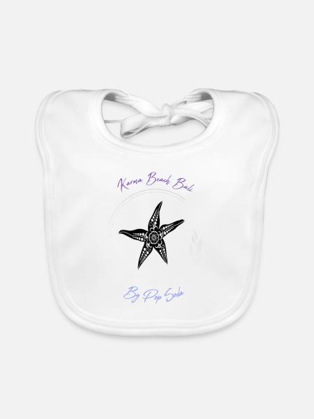 Karma Beach starfish purple blue - Organic Baby Bibs - white - Front