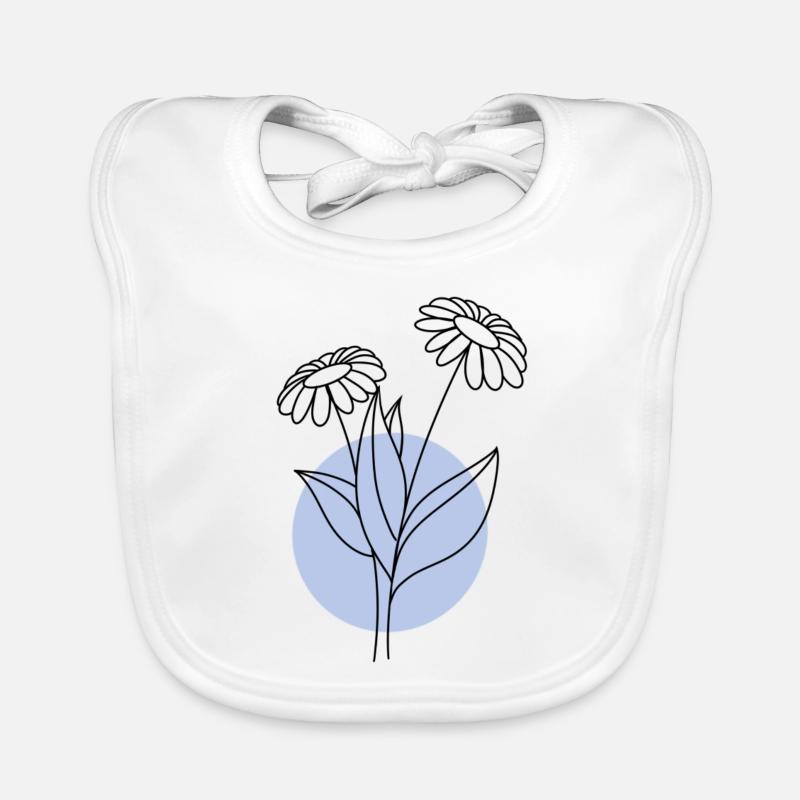 Cercle bleu fleur - Bavoir bio Bébé - blanc