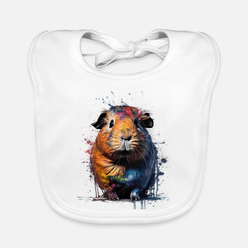 Cochon d’Inde à l’aquarelle avec une peinture colorée Bavoir bio Bébé