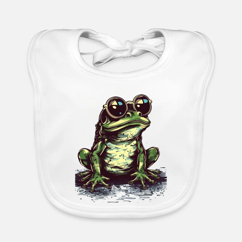 Cool green frog with sunglasses Organic Baby Bibs