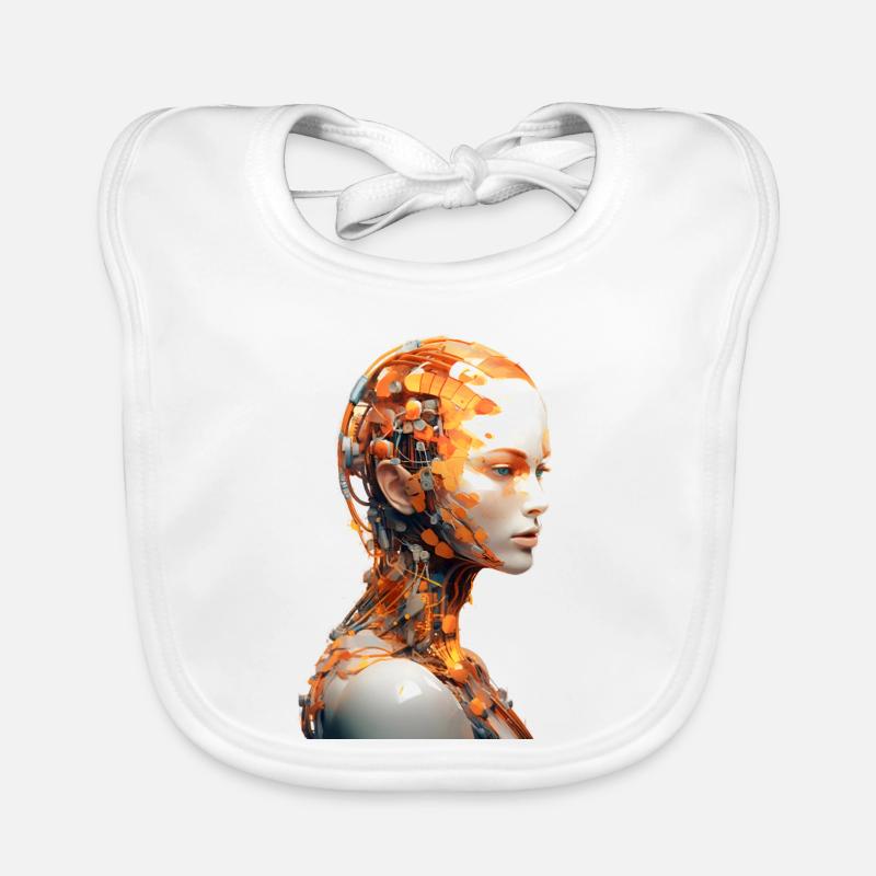 Portrait d’une androïde femelle - Bavoir bio Bébé - blanc