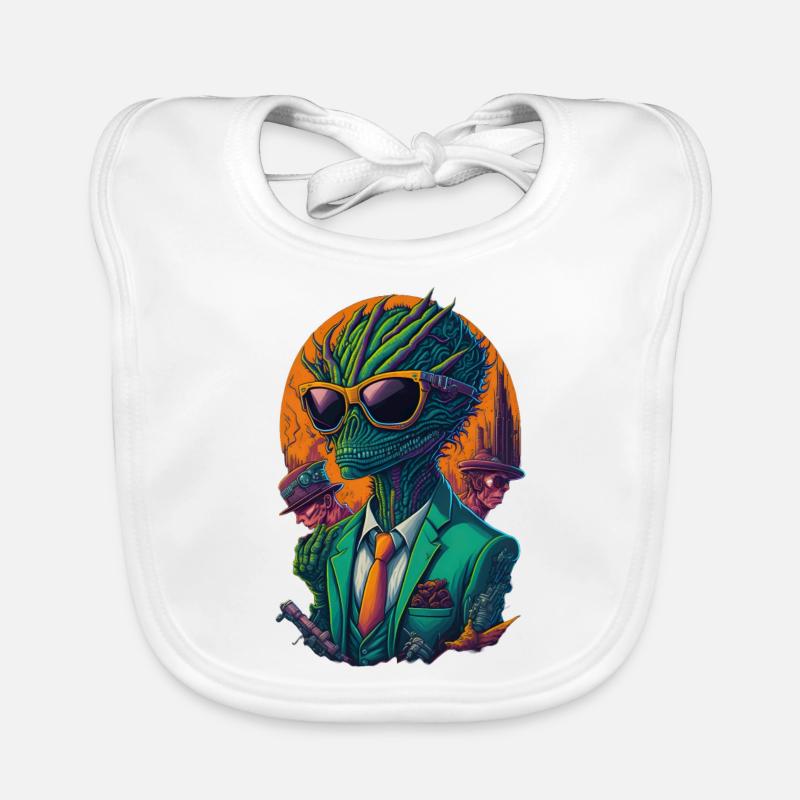 Alien dans l’espace avec lunettes de soleil et costume Bavoir bio Bébé