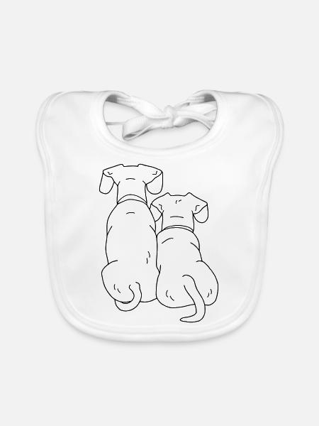 zwei Hunde - Baby Bio-Lätzchen - Weiß - Vorne
