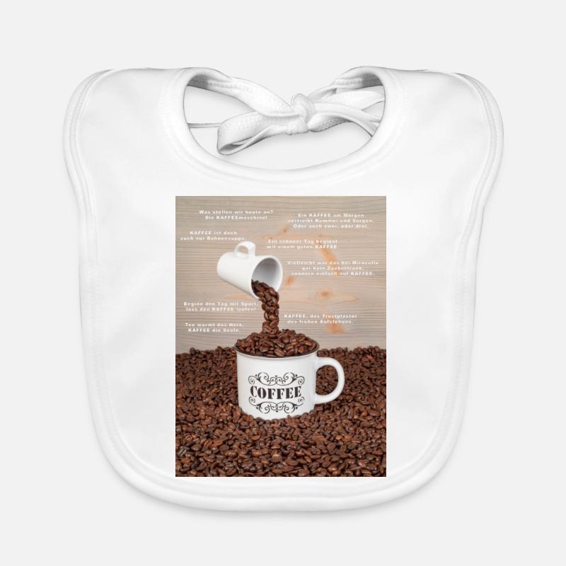 Eine Tasse Kaffee mit Sprüchen - Baby Bio-Lätzchen - Weiß