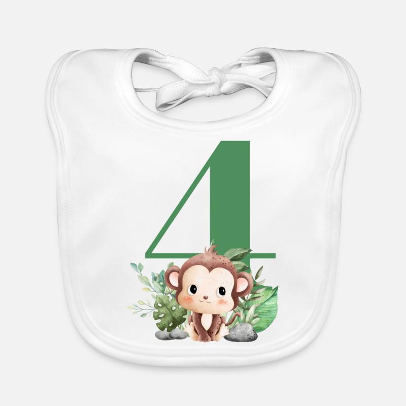 4e anniversaire singe safari Bavoir bio Bébé