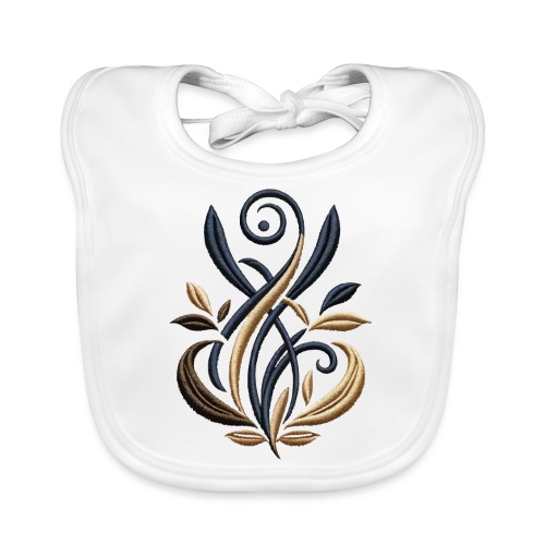 Luxurious Gold and Navy Embroidery Motif - Organic Baby Bibs