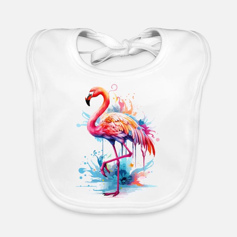 Flamingo Bird Exotic Summer Splash Pink Pink Organic Baby Bibs
