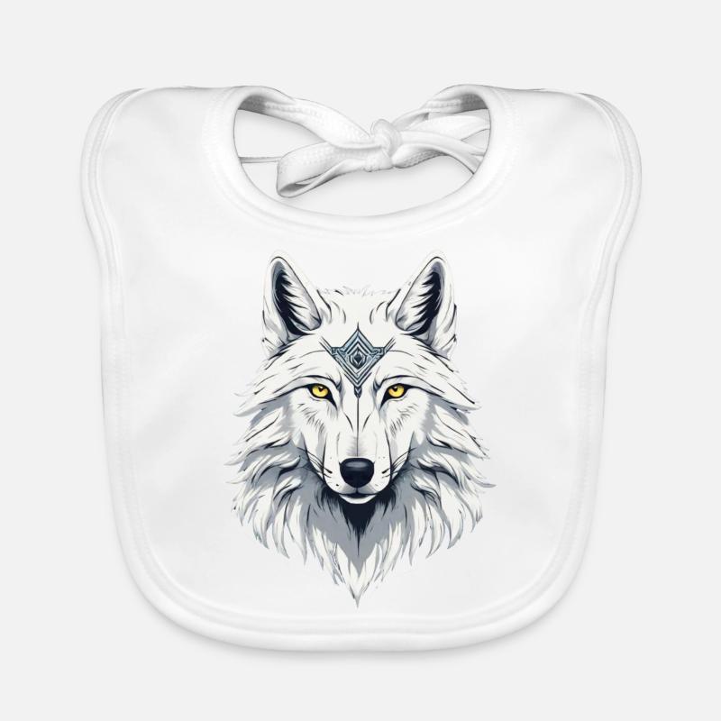 Loup sauvage blanc Bavoir bio Bébé
