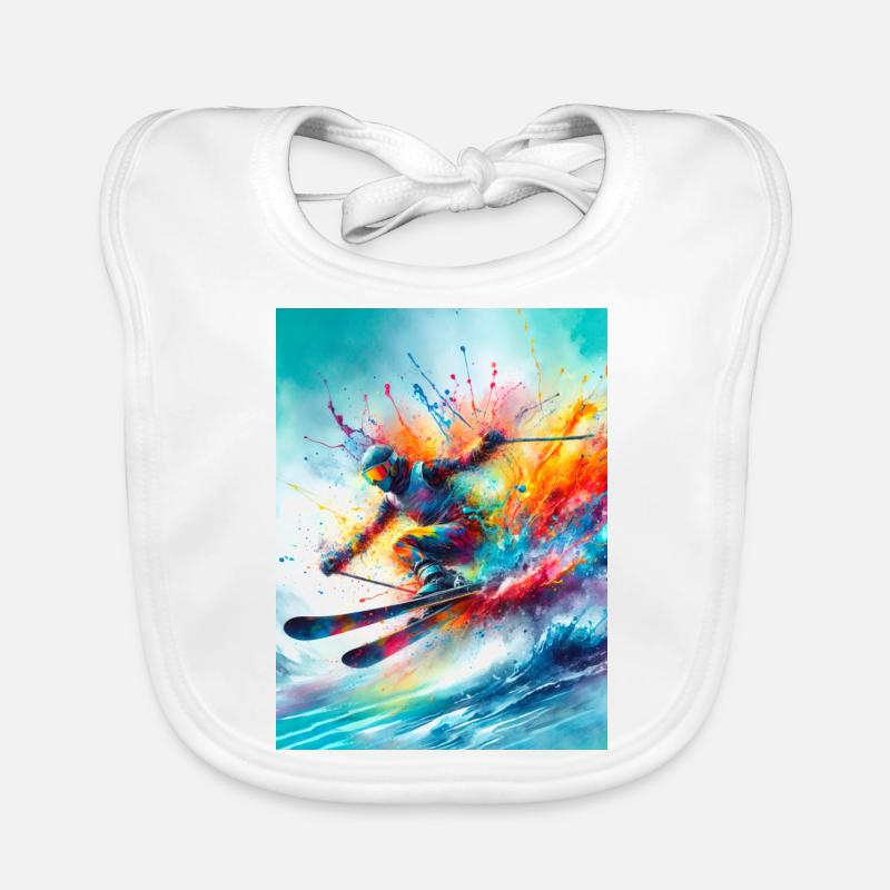 Skier at full speed Organic Baby Bibs