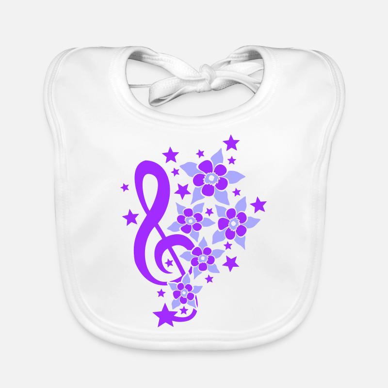 Music clef note beautiful stars flowers Organic Baby Bibs