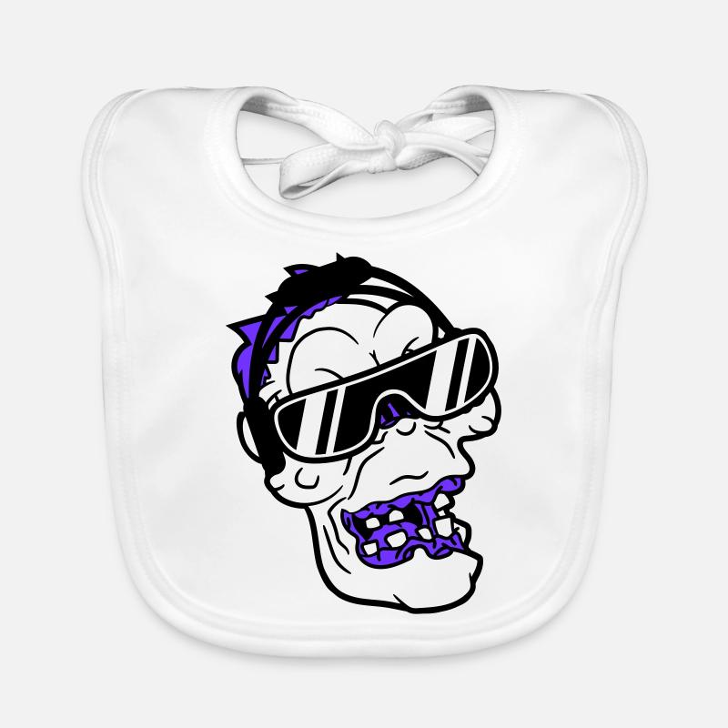 Cool DJ Zombie Undead Horror Halloween Party Head Organic Baby Bibs