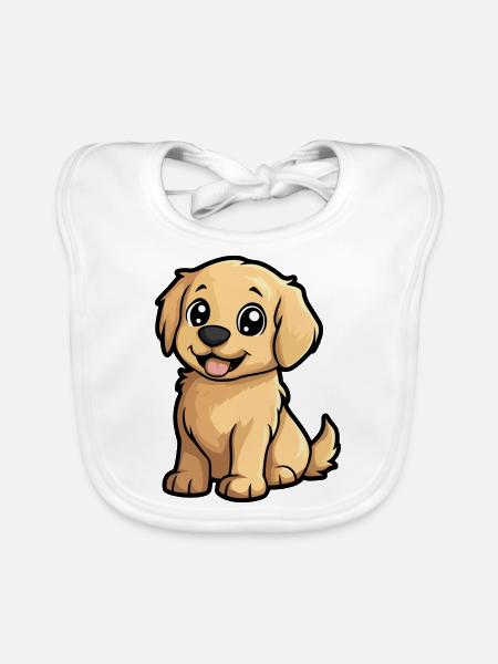 Golden Retriever Hund Comic Niedlich - Baby Bio-Lätzchen - Weiß - Vorne