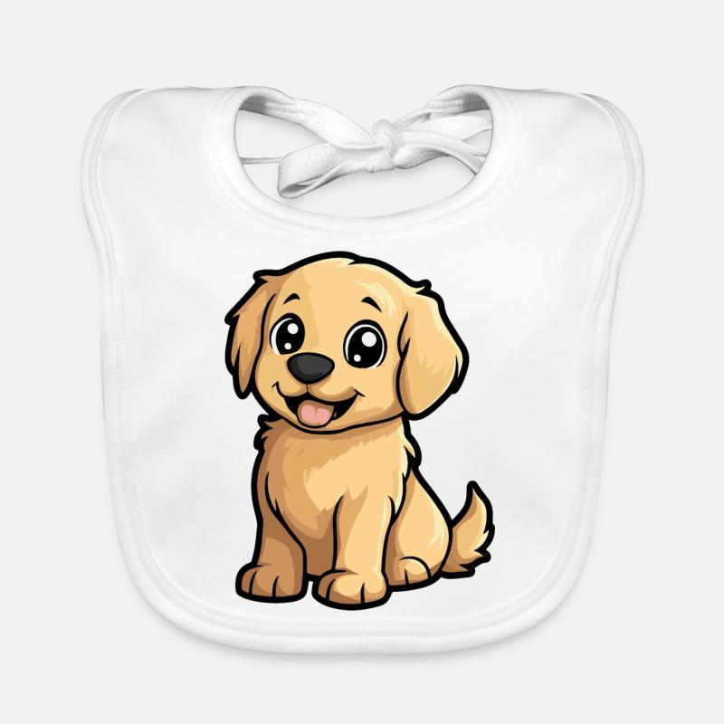 Golden Retriever Dog Comic Cute Organic Baby Bibs