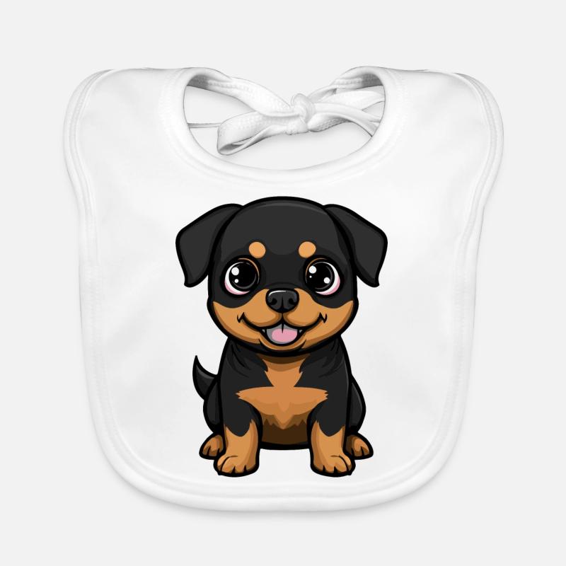 Rottweiler Dog Comic Cute Organic Baby Bibs
