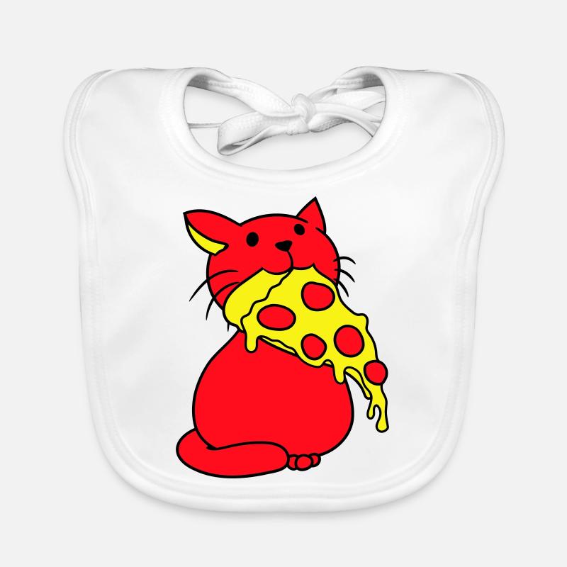Chat mangeant du salami Pizza Faim Restauration rapide Bavoir bio Bébé