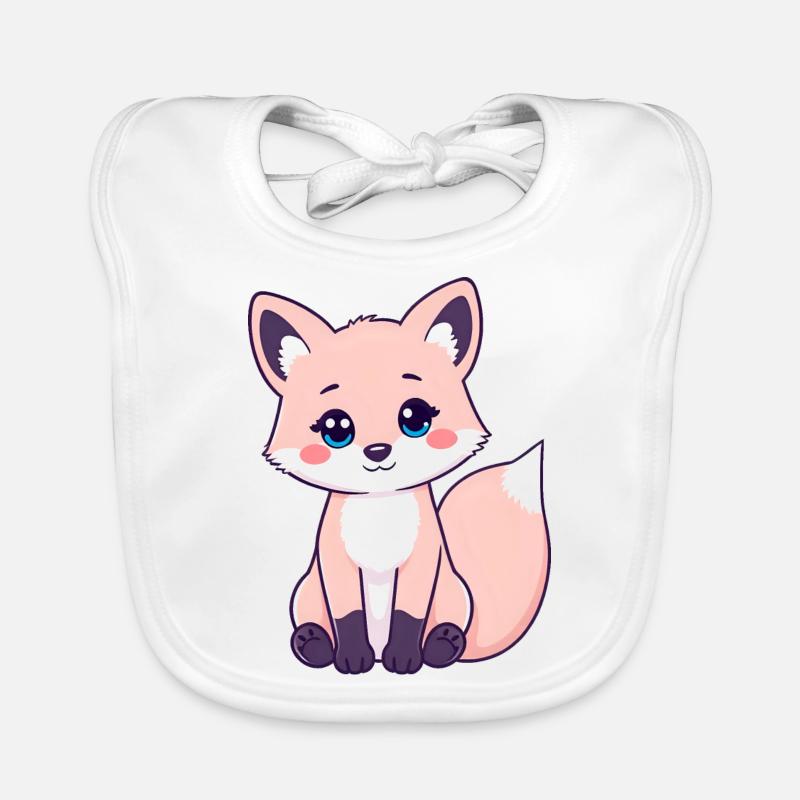 Curious Ginger Tabby Fox with Striking Pink Cheeks Organic Baby Bibs
